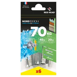Lot de 6 chevilles nordtech NT8VPSA6 P RED HEAD, Ø8 x L.40 mm