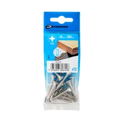 Vis agglo tete fraisee pozidriv inox A2 5x30 STANDERS sachet 12 pieces