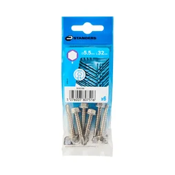 Vis tole tete hexagonale 5,5x32 inox C1 STANDERS sachet 6 pieces