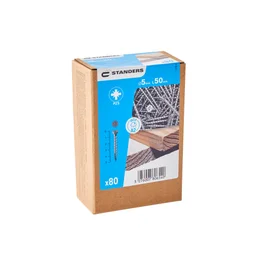Vis agglo tete fraisee pozidriv inox A2 5x50 STANDERS boite 80 pieces