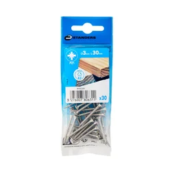 Vis agglo tete fraisee pozidriv inox A2 3x30 STANDERS sachet 30 pieces