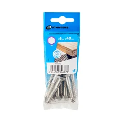 Tirefond inox A2 6x40 STANDERS sachet 8 pieces