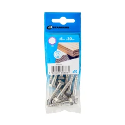 Tirefond inox A2 6x30 STANDERS sachet 10 pieces