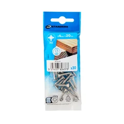 Vis agglo tete fraisee pozidriv inox A2 4x20 STANDERS sachet 30 pieces