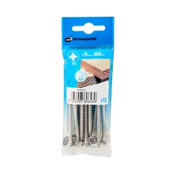 Vis agglo tete fraisee pozidriv inox A2 5x60 STANDERS sachet 12 pieces