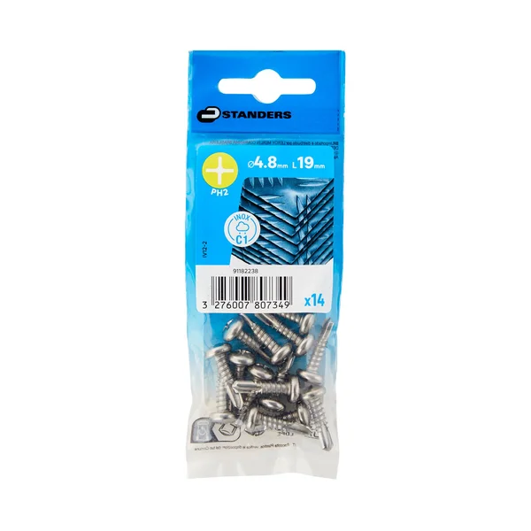 Vis tole tete ronde ph 4,8x19 inox C1 STANDERS sachet 14 pieces