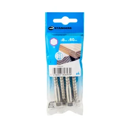 Tirefond inox A2 8x60 STANDERS sachet 4 pieces