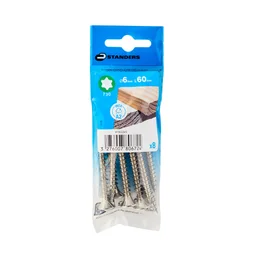 Vis agglo tete fraisee torx inox A2 6x60 STANDERS sachet 8 pieces