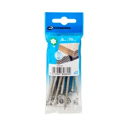 Vis agglo tete fraisee pozidriv inox A2 5x70 STANDERS sachet 12 pieces