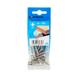 Vis agglo tete fraisee pozidriv inox A2 4x30 STANDERS sachet 20 pieces