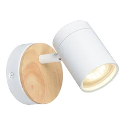 Spot salle de bain malabe gu10 orientable ip44 métal bois blanc , INSPIRE