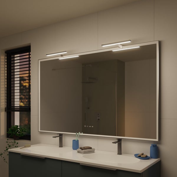 Applique miroir salle de bain slim 30 cm métal chrome mat INSPIRE
