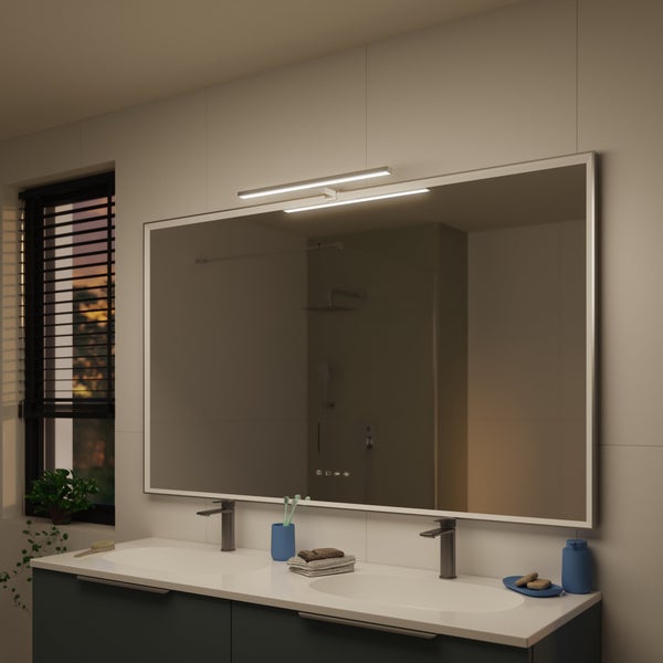 Applique miroir salle de bain slim 50 cm métal chrome mat INSPIRE