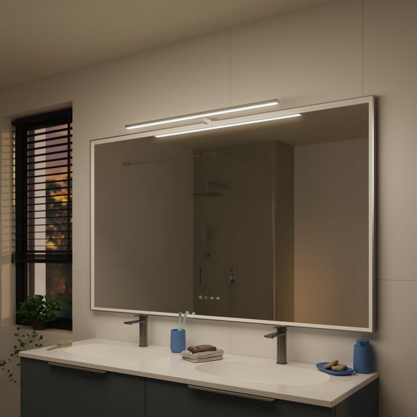 Applique miroir salle de bain slim 80cm metal chrome ip44 inspire