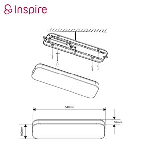 Règlette panneau led safri 56x20x4cm 3100lm 4000k blanc ip44 , INSPIRE