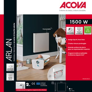 Radiateur électrique connecté à inertie sèche ARLAN 1500W ACOVA