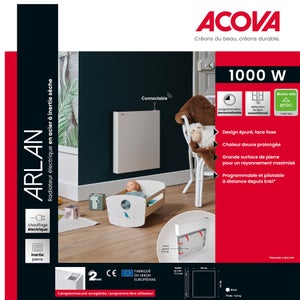 Radiateur électrique connecté à inertie sèche ARLAN 1000W ACOVA