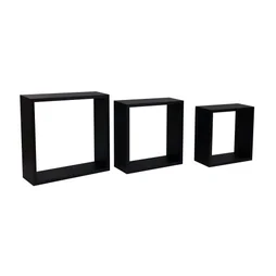 Lot de 3 étagères cube noire SPACEO, H.30 x L.30 cm x P.9.7 cm, Ep.1.2 cm