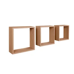 Lot de 3 étagères cube effet chêne SPACEO, H.30 x L.30 cm x P.9.7 cm, Ep.1.2 cm