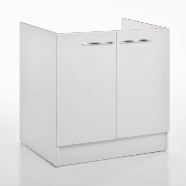 Meuble de cuisine sous évier 2 portes blanc h.86cm l.80cm p. 60cm