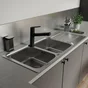 Evier à encastrer, 2 bacs avec égouttoir inox micro structure