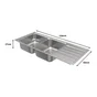 Evier à encastrer, 2 bacs avec égouttoir inox micro structure