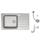 Evier à encastrer, 1 bac avec égouttoir, Micro structuré, Inox micro structuré