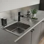 Evier à encastrer, 1 bac avec égouttoir, Micro structuré, Inox micro structuré