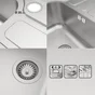 Evier à encastrer, 1 bac avec égouttoir, Micro structuré, Inox micro structuré