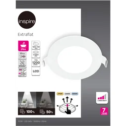 Spot encastré extraflat led d12 cct dimmable ip44 rond blanc , INSPIRE