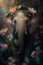 Toile imprimée Eléphant assis, CEANOTHE 65 x 97 cm
