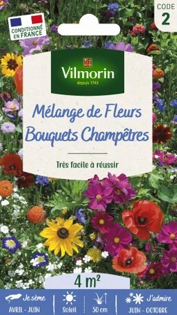 Mélange de fleurs pour bouquet champêtre multicolore