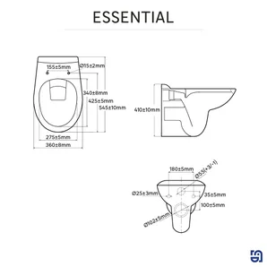 Cuvette pour wc suspendu sans bride essential sensea