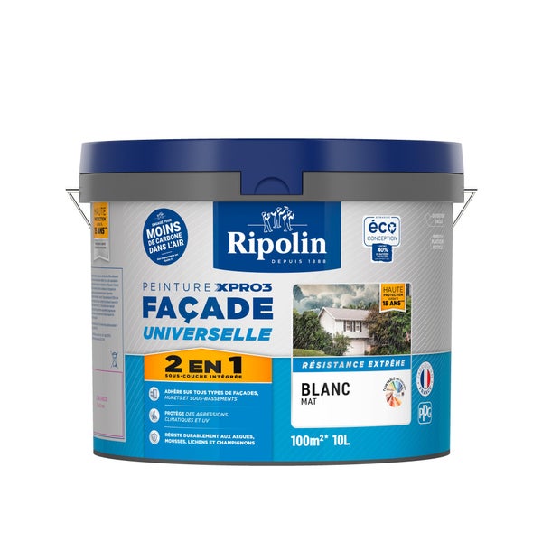 Peinture extérieure facade RIPOLIN blanc mat 10l