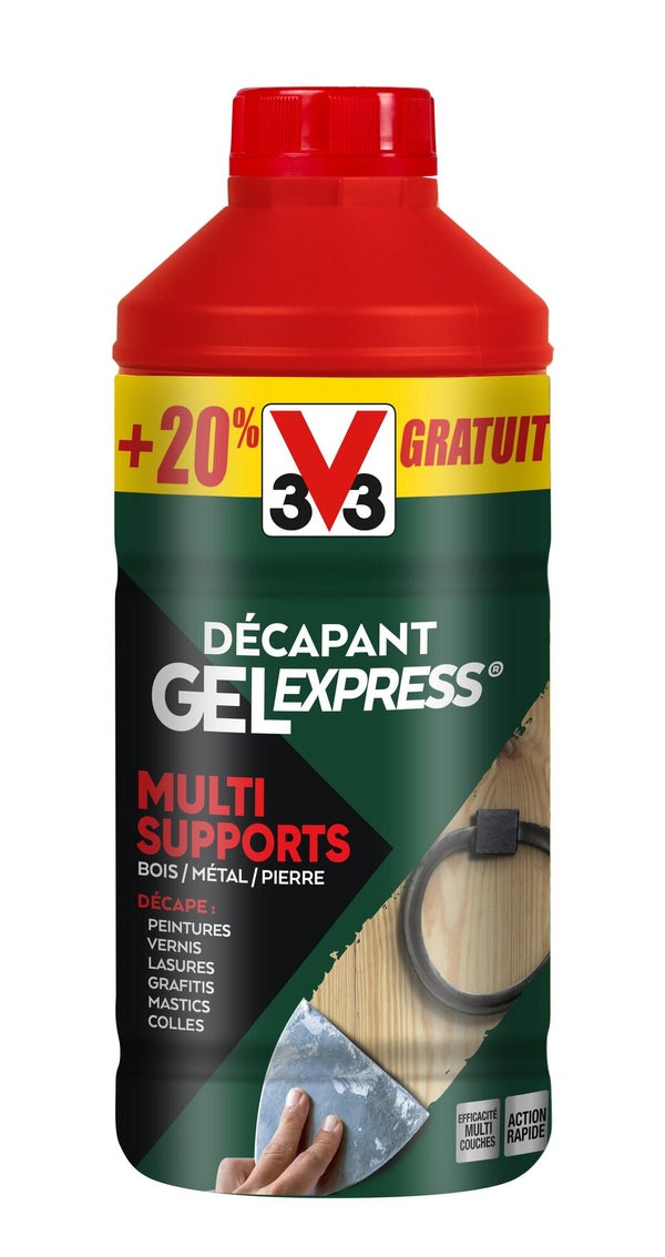 Décapant multisupport V33 Gel express 1L+20% gratuit