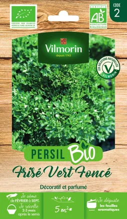 Graine aromatique persil frisé, vert foncé bio, VILMORIN, 5 g