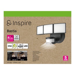 Projecteur extérieur Bastia led 4200lm 6500k ip65 noir INSPIRE