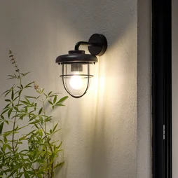 Applique extérieur Nerja, E27, bord de mer, métal noir IP65 INSPIRE
