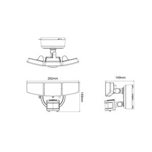 Projecteur ext solaire Bastia detection 2000lm 4000k ip54 noir Inspire