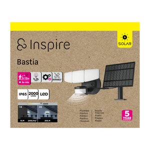 Projecteur ext solaire Bastia detection 2000lm 4000k ip54 noir Inspire