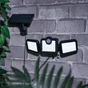 Projecteur extérieur solaire 3 têtes détection 1000lm 6500k ip44 noir