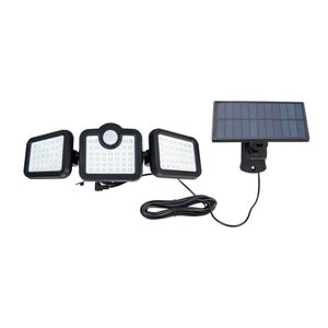 Projecteur extérieur solaire 3 têtes détection 1000lm 6500k ip44 noir