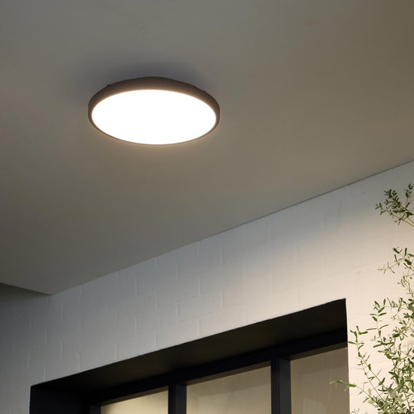Plafonnier exterieur pono led d30cm cct ip54 noir inspire