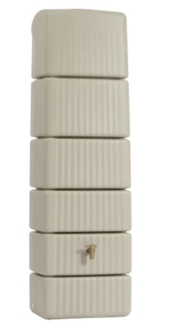 Récupérateur d'eau mural rectangulaire Slim sable 300L + robinet GARANTIA