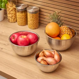 Set de 3 saladiers en inox DELINIA