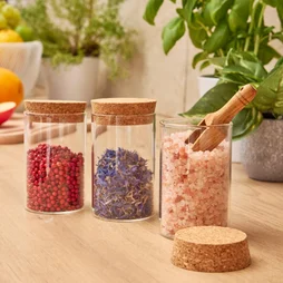Set de 3 bocaux à épices DELINIA, transparent bouchon liège