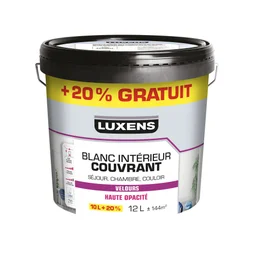 Peinture mur, plafond, boiserie blanc velours LUXENS Couvrant 10L+20% gratuit