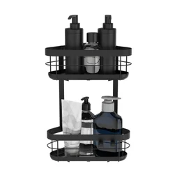 Etagere de bain et douche double a visser / a coller noir Remix SENSEA