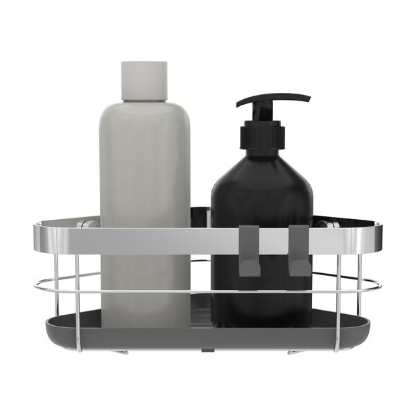 Etagère de bain / douche d'angle chrome a visser / a coller Remix