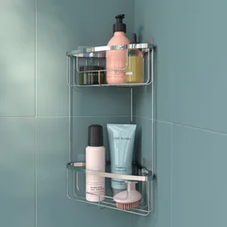 Etagere de bain / douche d'angle a visser / a coller chrome Essential SENSEA